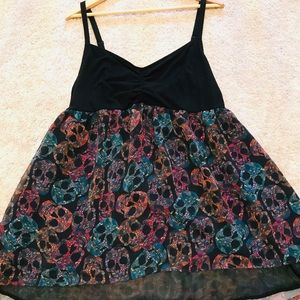 Torrid black, pink, blue, orange cami w/skulls 3X